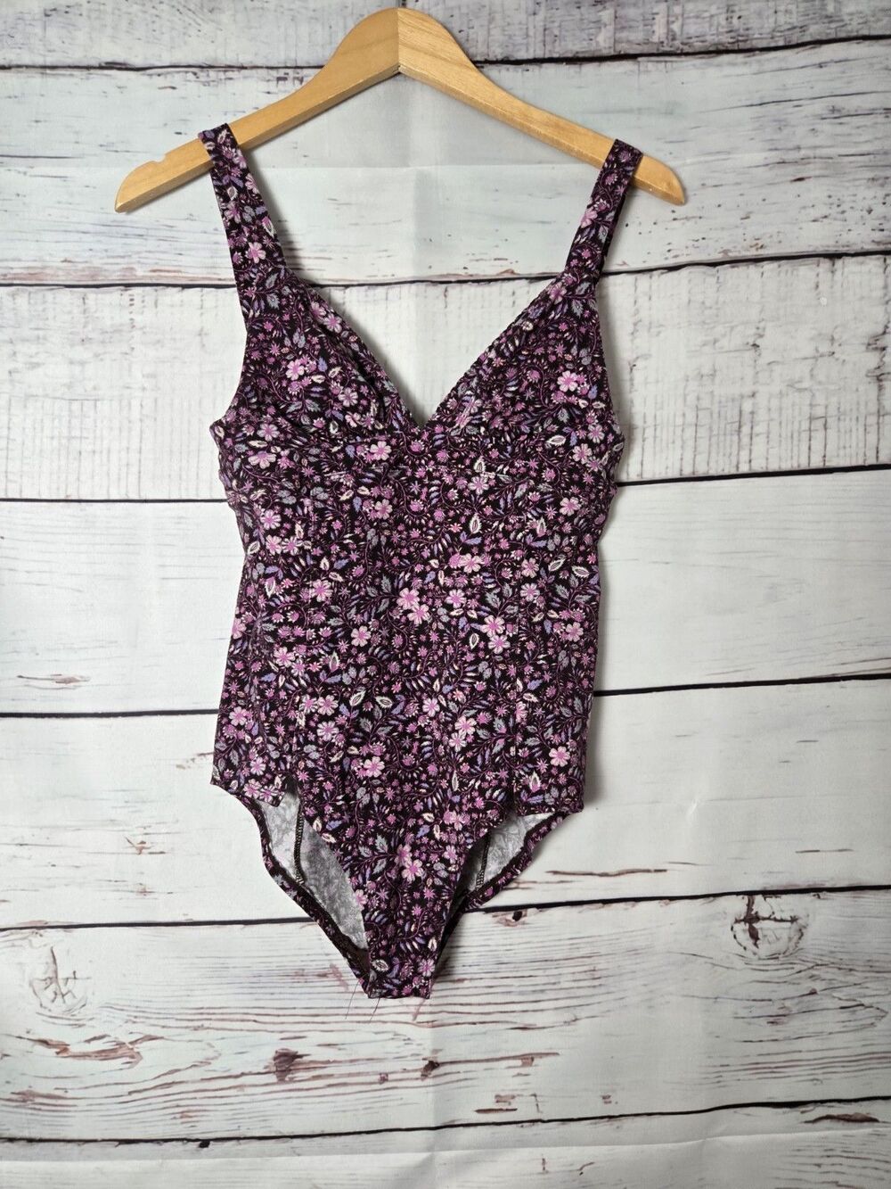 Free People Intimately Womens Bodysuit Small Purple Floral Wear It Out Bodysuit